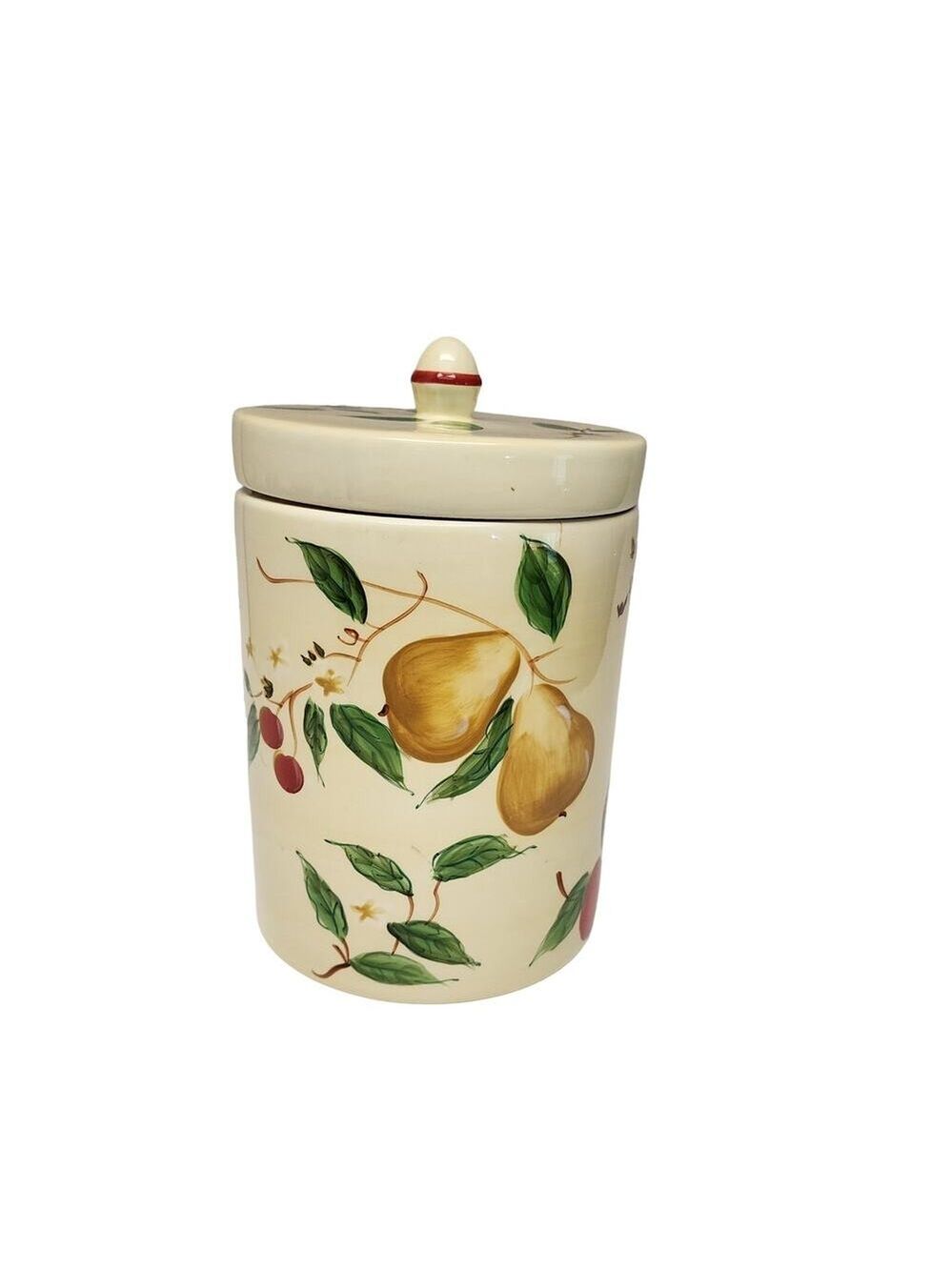 Stone Lite Beautiful Floral & Fruit Canister or Storage Jar 9'' tall 6.5'' wide